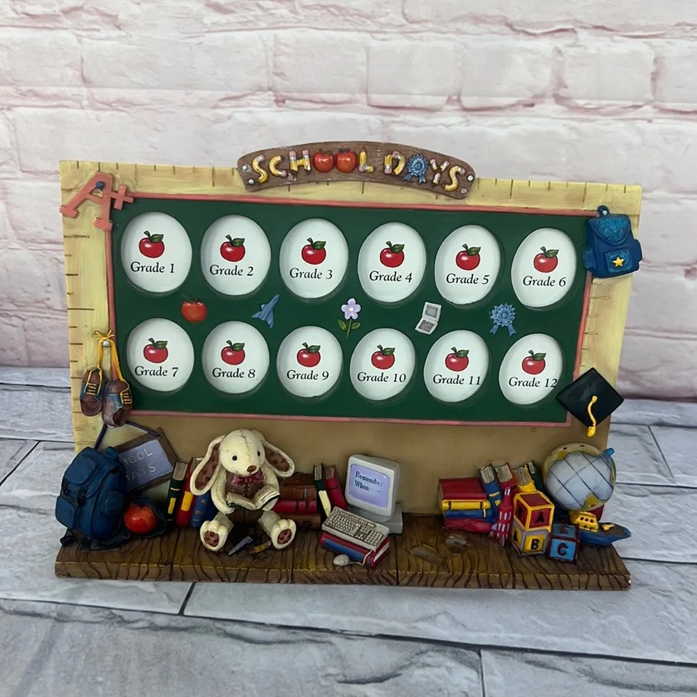 Vintage SCHOOL DAYS picture frame ceramic grades 1-12 picture display!